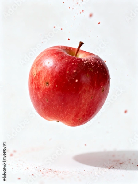 Obraz Floating Fresh Red Apple on White Background