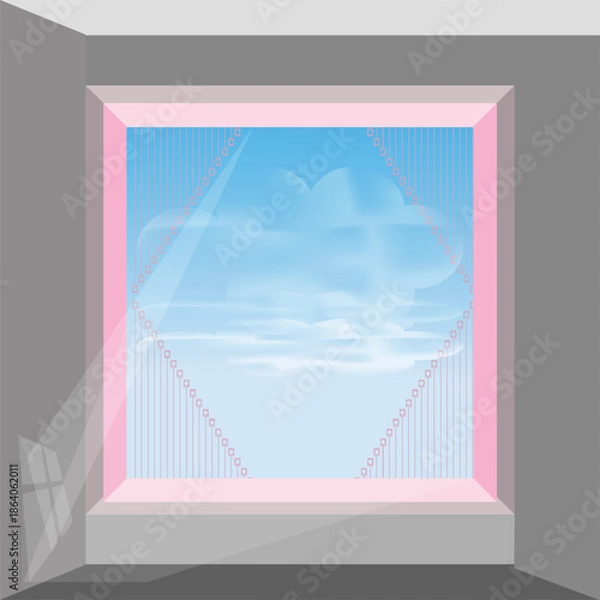 Obraz Window creative luxury interior, vector illustration design background