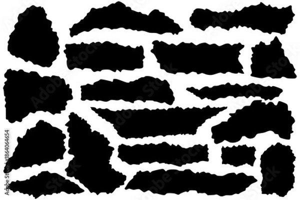 Obraz 手描き風エッジの紙フレーム線画｜ラフデザインのベクター素材