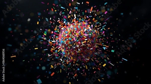 Obraz Colorful confetti explosion on black background