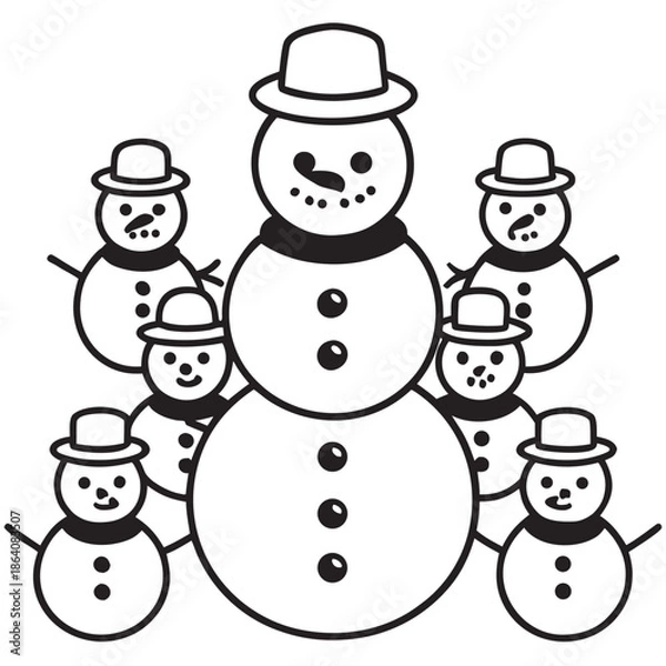 Obraz Winter Line Art Vectors