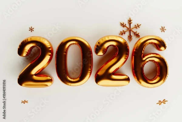 Obraz Happy New Year 2026. 3D rendering.
