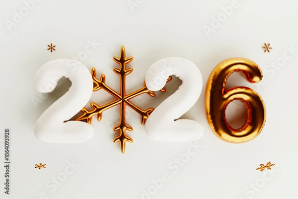 Obraz Happy New Year 2026. 3D rendering.