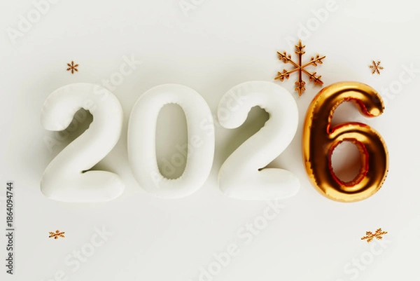 Obraz Happy New Year 2026. 3D rendering.