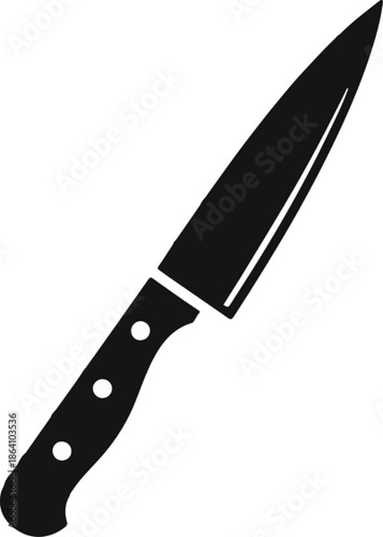 Obraz Kitchen knife black silhouette. Vector icon