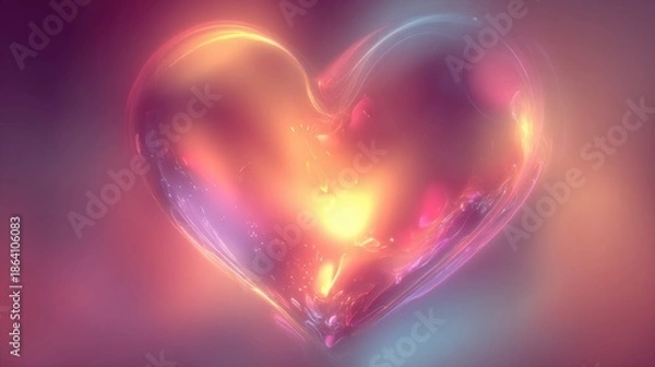 Obraz Glowing heart shape creating abstract energy lines