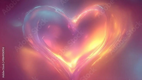 Obraz Glowing heart shape creating abstract energy lines