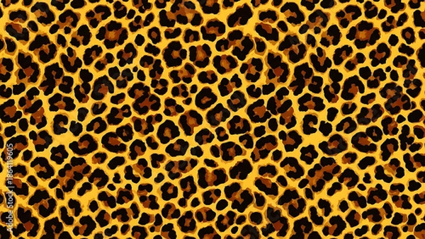 Obraz Leopard print pattern with black spots on yellow background