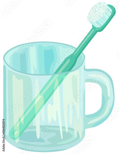 Obraz 透明なコップと歯ブラシのイラスト ベクター素材