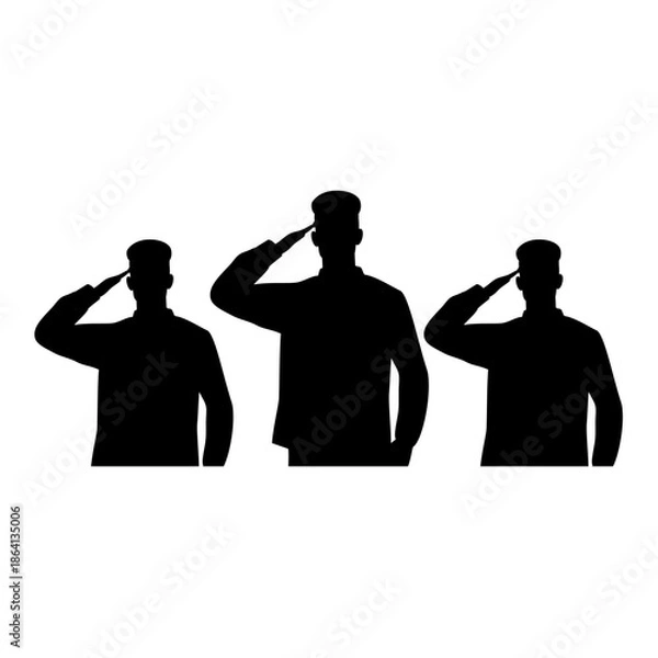Obraz Saluting Soldiers Silhouette Vector Image