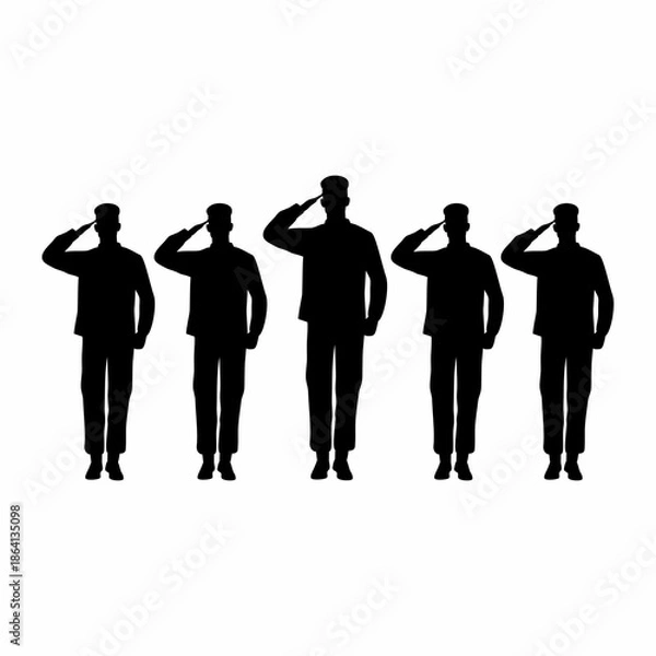Obraz Saluting Soldiers Silhouette Flat Image