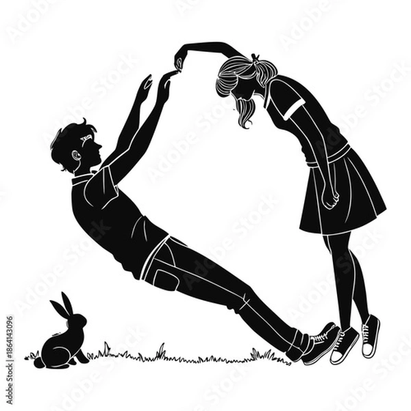 Obraz Dynamic couple dance silhouette