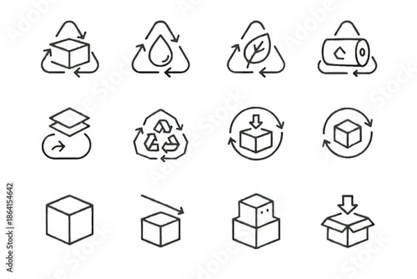 Obraz Packaging sustainable core icon icons input vector recycled flow material use source
