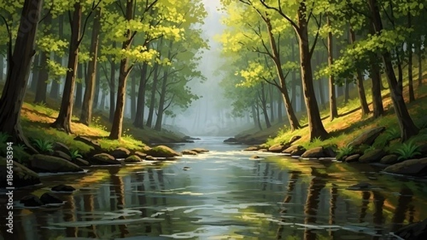 Obraz river in the forest