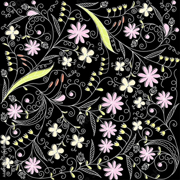 Fototapeta Floral abstract pattern, vector