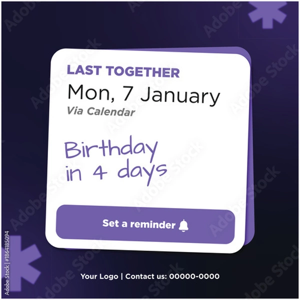 Obraz Digital Calendar Event Reminder Card Vector Notification Design