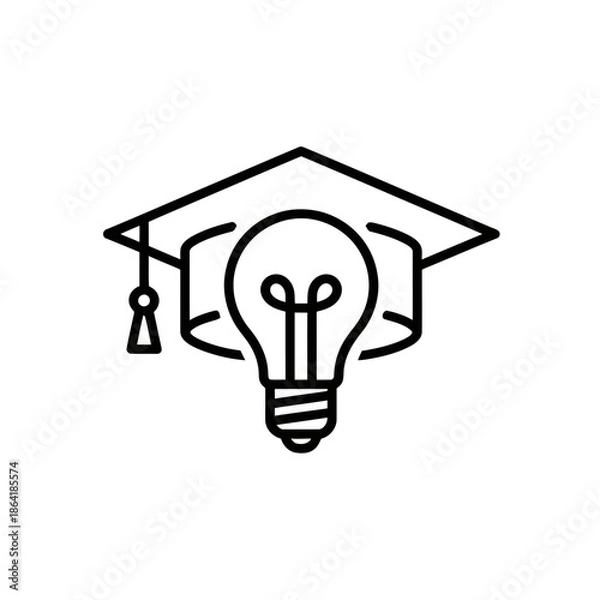 Obraz Graduation lightbulb idea isolated on white background