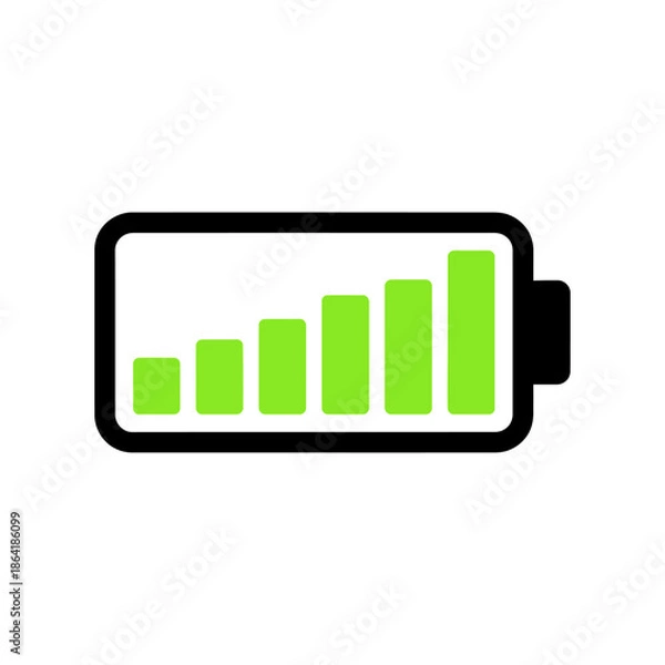 Obraz Battery level increasing isolated on white background