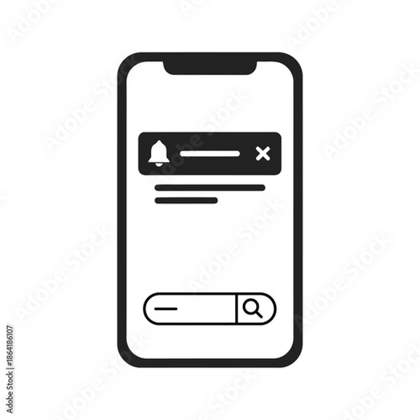 Obraz Notification settings on smartphone isolated on white background