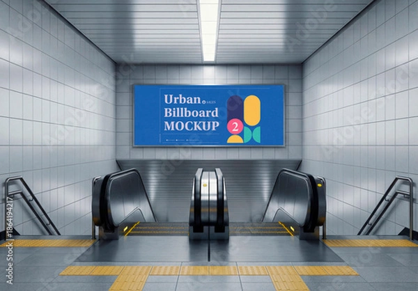 Obraz Metro Station Escalator Ad