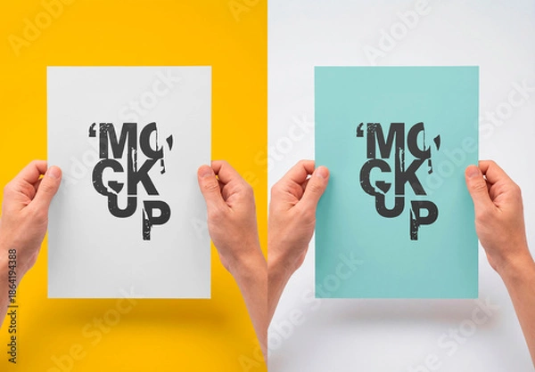 Obraz Hands holding blank paper sheet