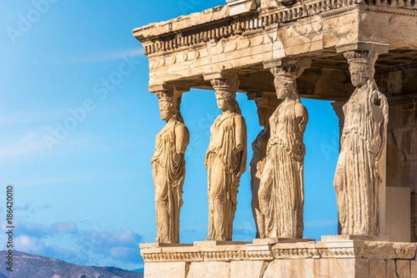 Obraz Karyatides statues, Erehtheio, on the Acropolis in Athens, Greece