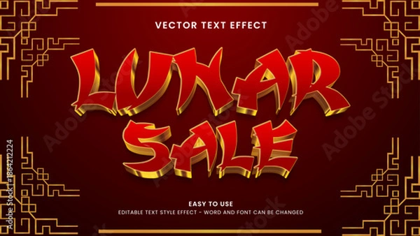 Obraz lunar sale editable text effect 3d vector