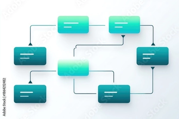 Obraz Modern flowchart design with interconnected boxes and arrows for easy visualization.