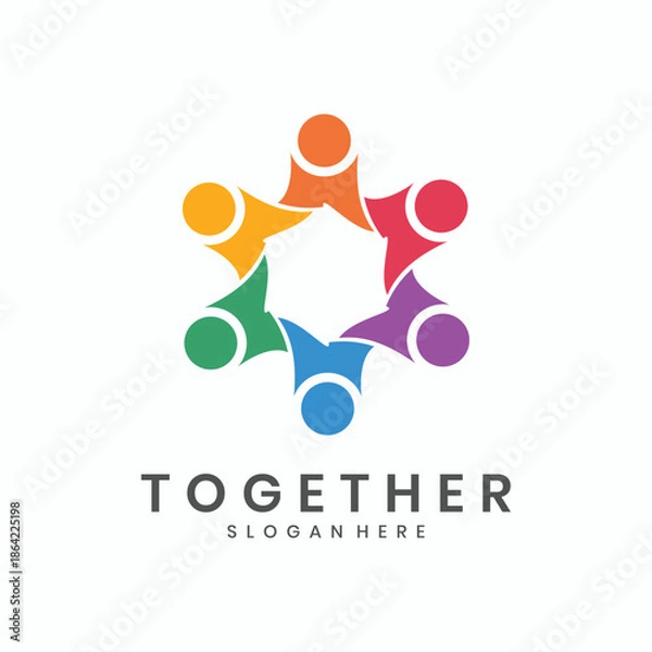 Fototapeta Community unity circle logo design