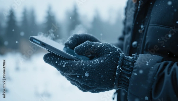 Obraz winter gloves with touchscreen feature on fingertips