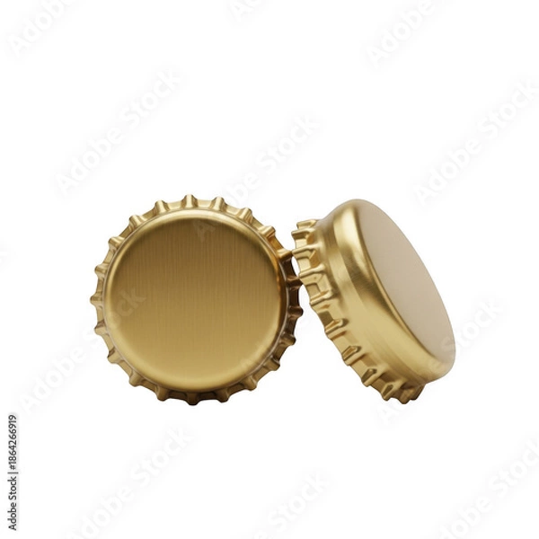Obraz Two golden bottle caps