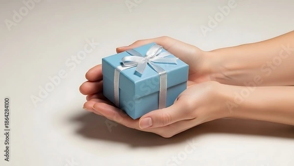 Obraz Hands gently holding a gift box