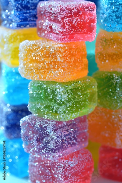 Obraz Colorful Sugar-Coated Jelly Cubes Stack