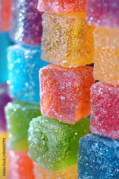 Obraz Colorful Sugar-Coated Jelly Cubes Stack