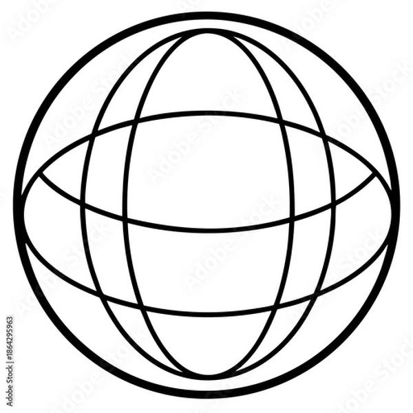 Obraz Globe Simple Line Drawing On White Background