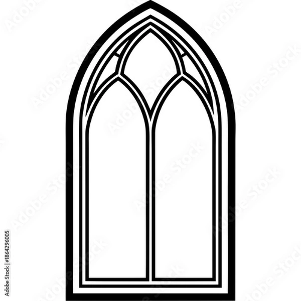 Obraz Gothic Arch Window Frame Intricate Carved Pattern