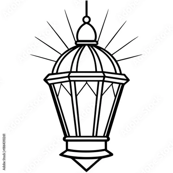 Obraz Islamic Lantern Light Rays Shining Through Colored Glass