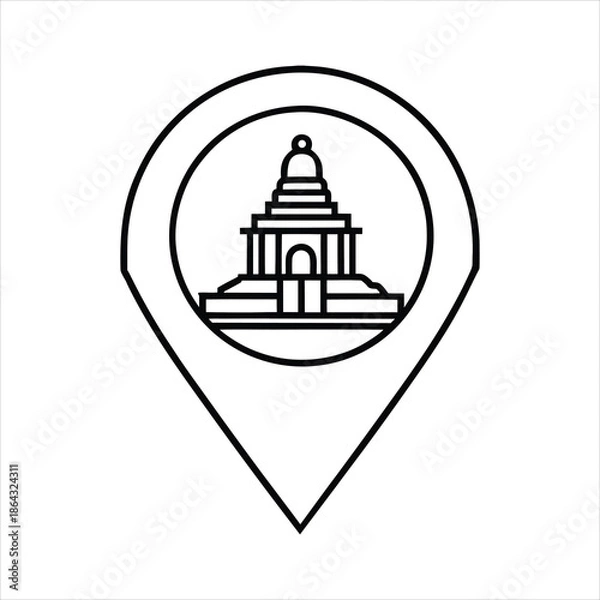 Fototapeta Map Marker Landmark Line Drawing