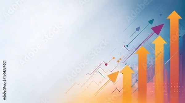 Obraz Abstract Colorful Background with Upward Arrows and Graph Elements