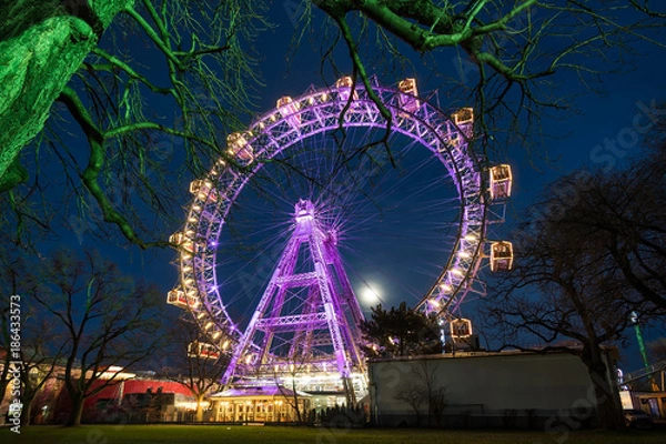 Obraz Wiener Riesenrad beleuchtet