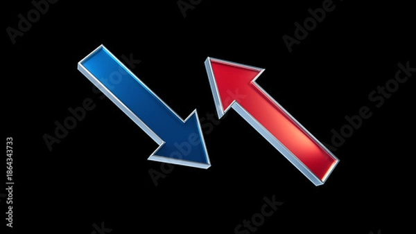 Obraz Up and down arrows on black background