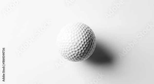 Obraz Golf ball on white background, high angle view, clean studio shot