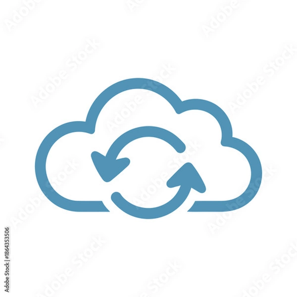 Obraz Cloud sync icon on White Background Vector Art Illustration on white background.