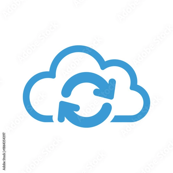 Obraz Cloud sync icon on White Background Vector Art Illustration on white background.
