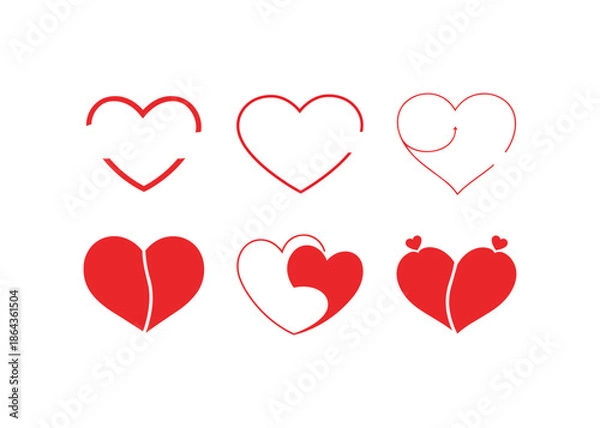 Fototapeta Heart Shape Vector Icons Set