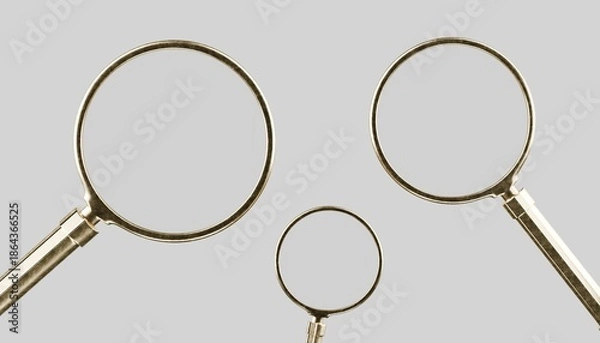 Fototapeta 3d magnifying glasses on solid grey background