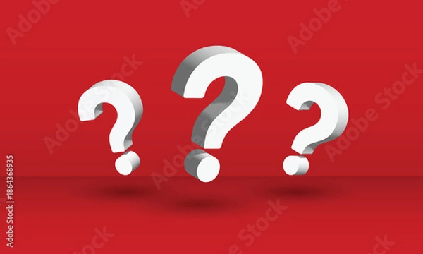 Obraz Vector 3D Three Question Marks On Red Background