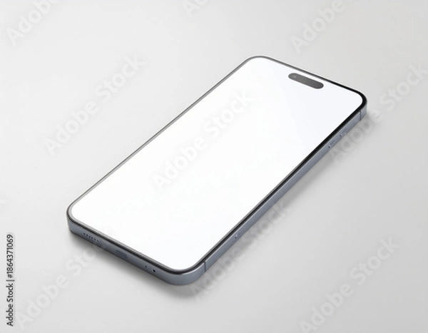 Obraz Blank white smartphone on gray background.