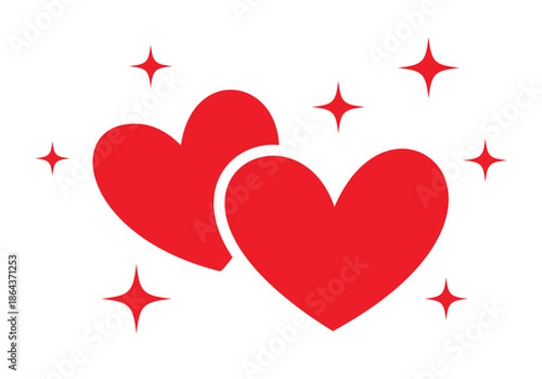 Obraz Vector Two Hearts Icon With Sparkling Star