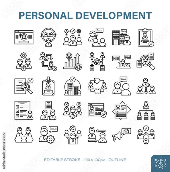 Obraz Personal Development Outline Icon Vector Set
